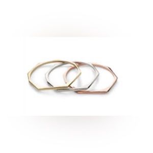 Elegant Gold, Silver, and Rose Gold Hexagon Bangles